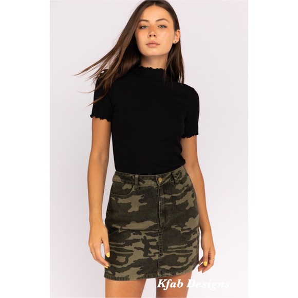❤️LAST 1! Olive Camo Washed Cotton Skirt! - Picture 3 of 6
